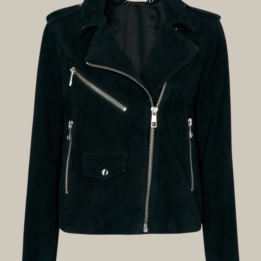 Whistles Black Suede Biker Jacket